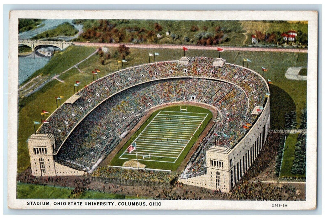 c1930's Bird's Eye View Of Stadium Ohio State University Columbus OH Postcard