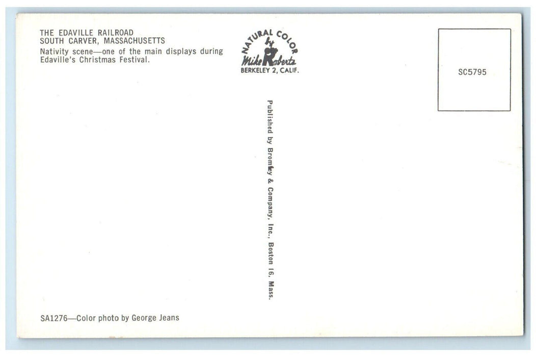 South Carver MA, Nativity Scene Display Edaville's Christmas Festival Postcard