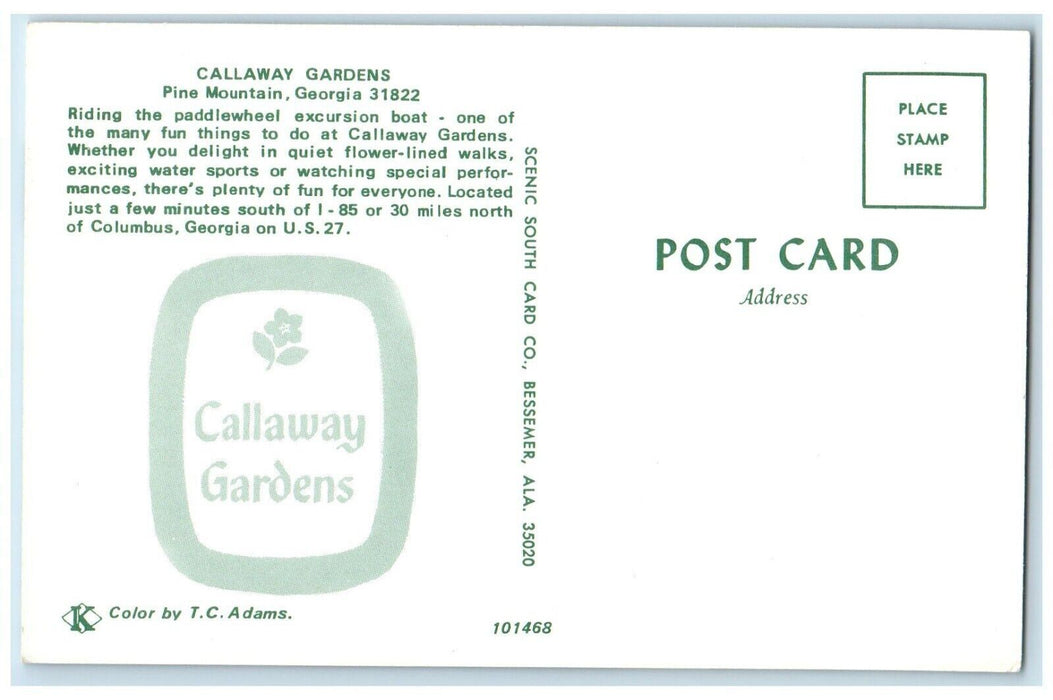 Callaway Gardens Paddlewheel Excursion Boat Pine Mountain Georgia GA Postcard