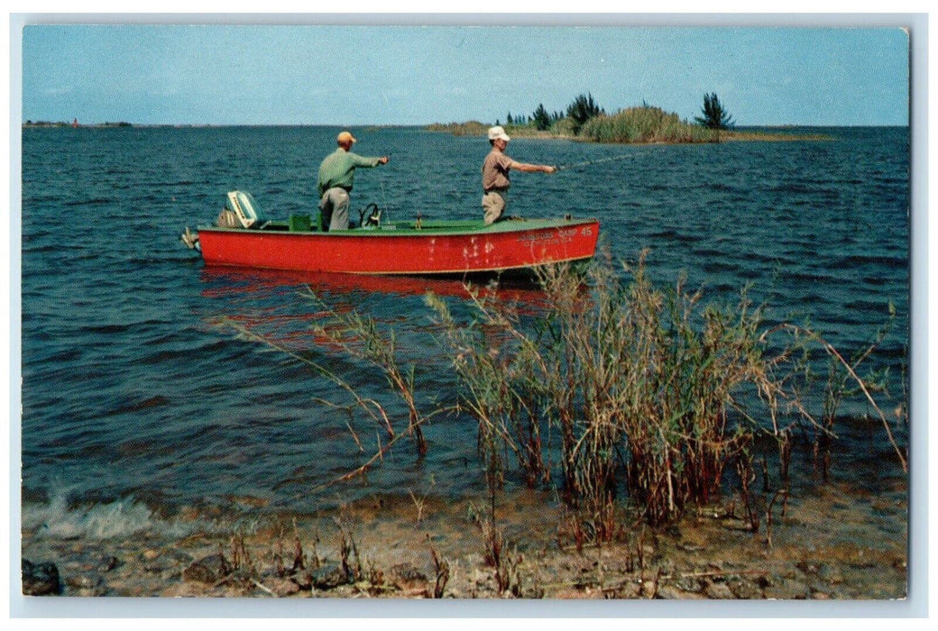 Clewiston FL, Lake Okeechobee Fishermen's Boat Fishing In South Florida Postcard