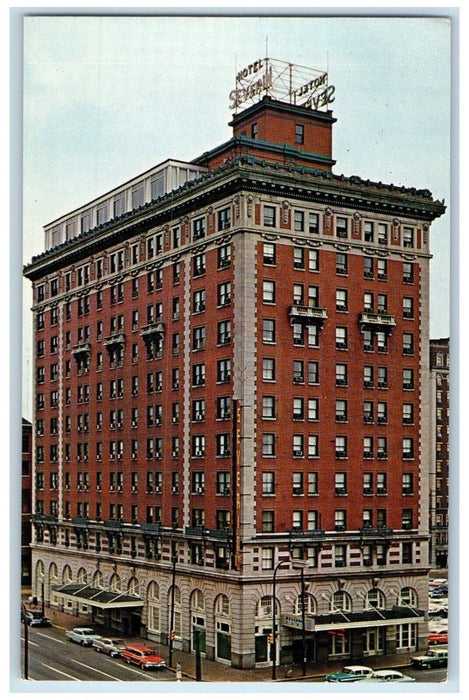 c1950's Hotel Severin Building Cars Street View Indianapolis Indiana IN Postcard