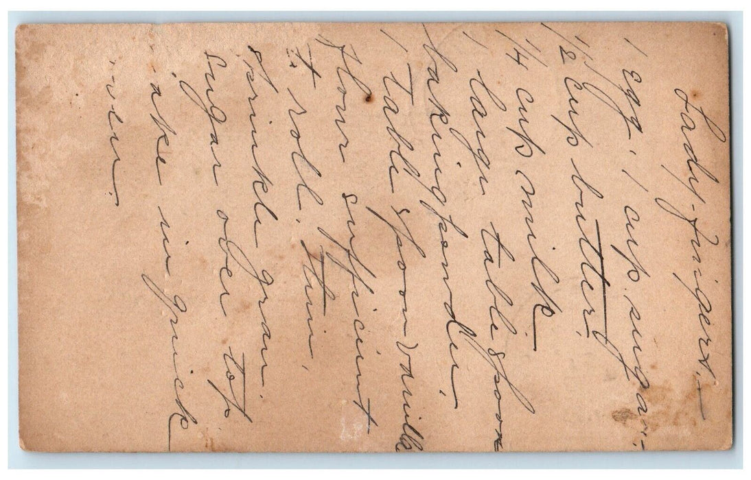 1889 Lady Finger Recipe Bristol Connecticut CT Posted Antique Postcard