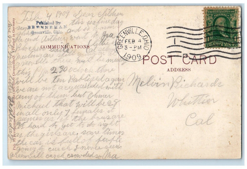 1909 Monument Commeroraling The Building Of Fort Jefferson Ohio OH Postcard