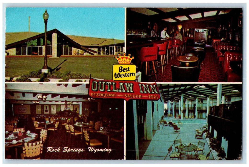 Outlaw Inn Restaurant Rock Springs Wyoming WY, Multiview Vintage Postcard