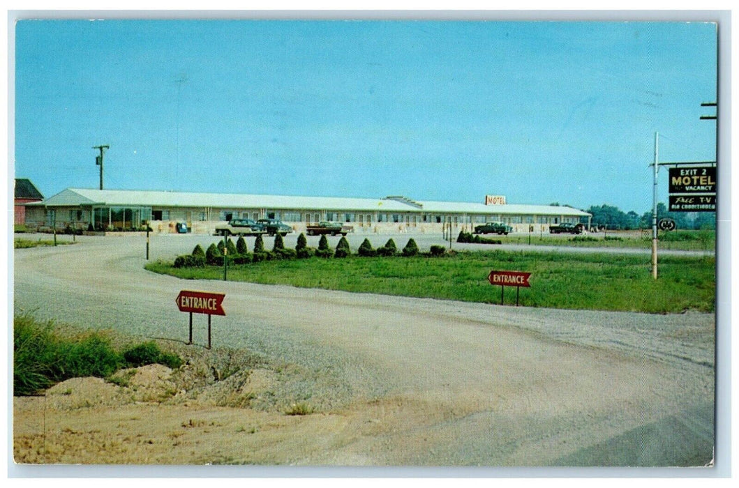 1960 Exit 2 Motel Entrance Cars Montpelier Ohio OH Posted Vintage Postcard