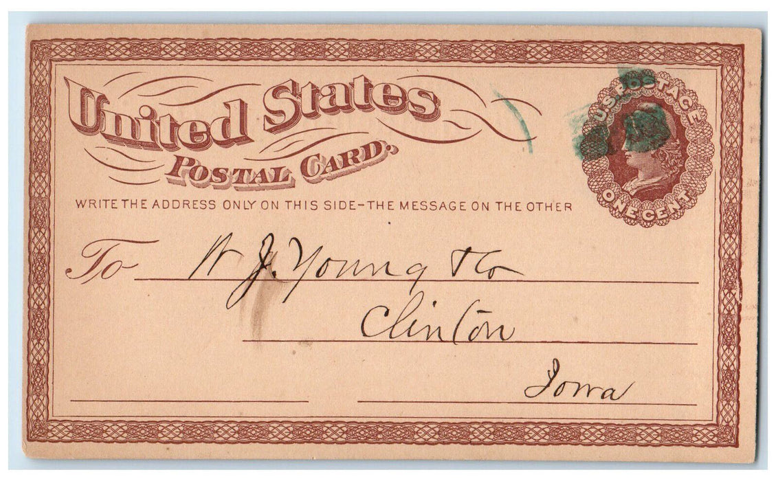 1875 W.A. Jones & CO. Lumber Farm Machinery Grain Woodbine IA Postal Card
