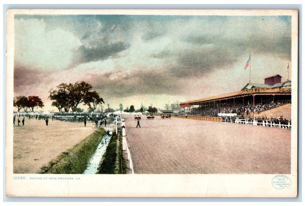 c1910's Horse Racing At New Orleans Louisiana LA Phostint Antique Postcard