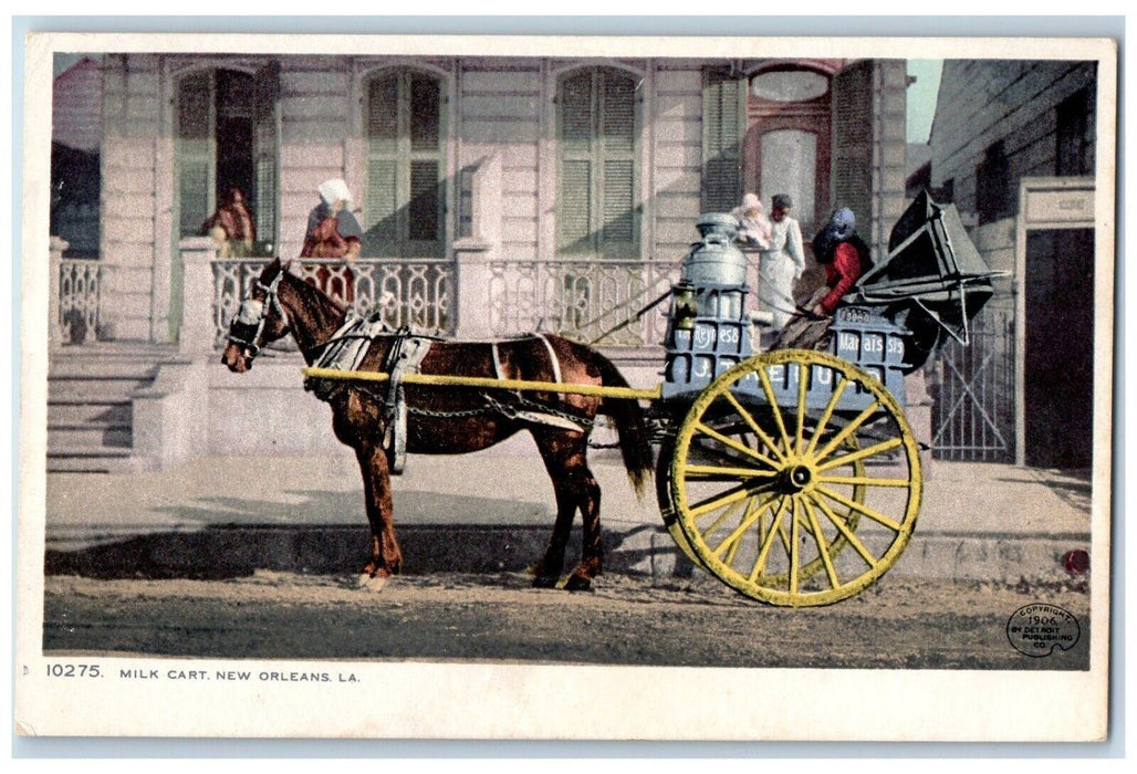 c1905 Milk Cart Dirt Road New Orleans Louisiana LA Unposted Antique Postcard