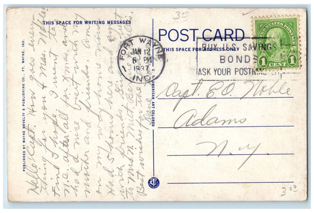 1937 Masonic Temple and Scottish Rite Cathedral Fort Wayne Indiana IN Postcard