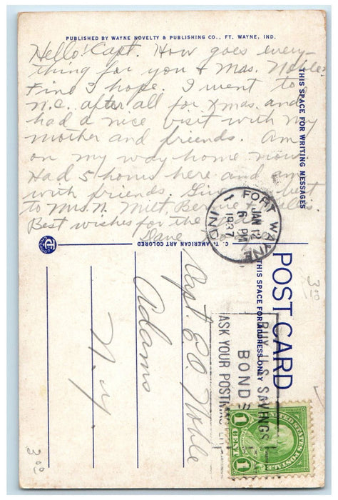 1937 Masonic Temple and Scottish Rite Cathedral Fort Wayne Indiana IN Postcard