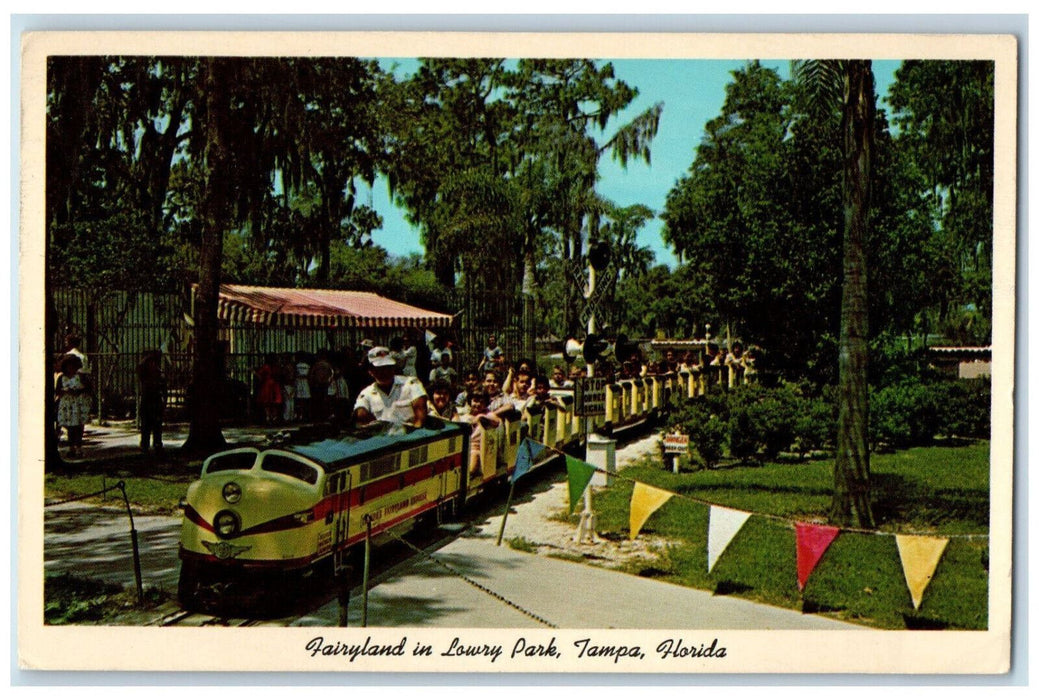 c1950's Train Roaming Around Fairyland in Lowry Park Tampa Florida FL Postcard