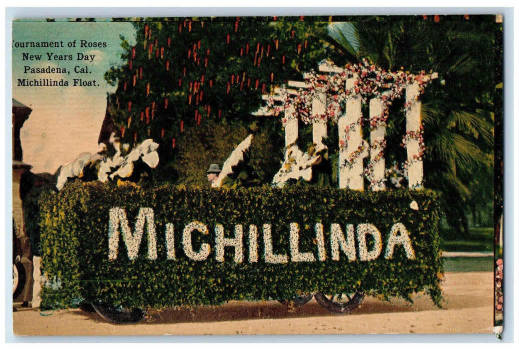 c1910 Michillinda Float Tournament of Roses New Years Day Pasadena CA Postcard