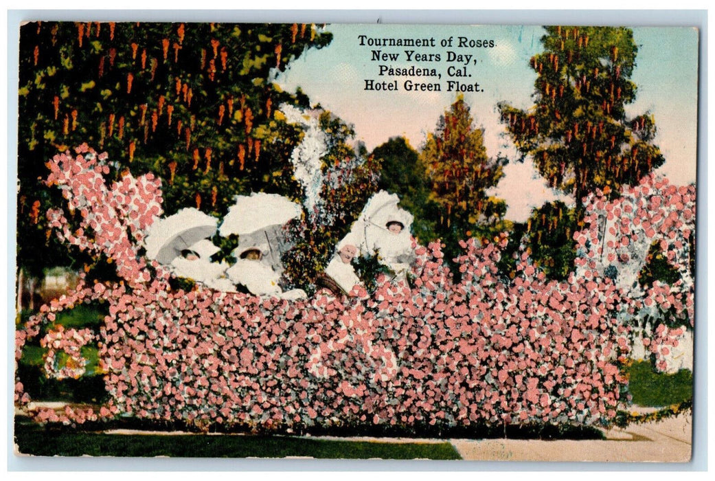 c1910 Hotel Green Float Tournament of Roses New Years Day Pasadena CA Postcard