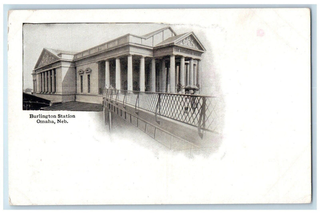 Burlington Station Depot Omaha Nebraska NE Unposted Antique Postcard