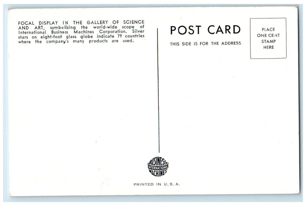 c1930's Focal Exhibit Gallery of Science and Art New York World's Fair Postcard