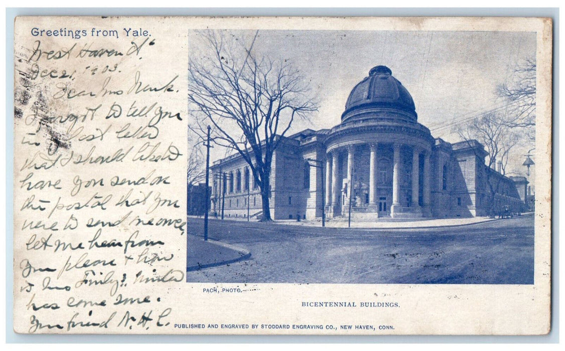 1903 Bicentennial Buildings Greetings from Yale New Haven CT PMC Postcard