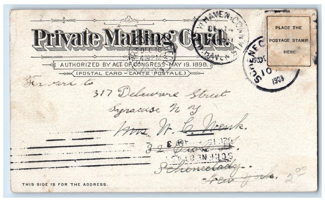 1903 Bicentennial Buildings Greetings from Yale New Haven CT PMC Postcard