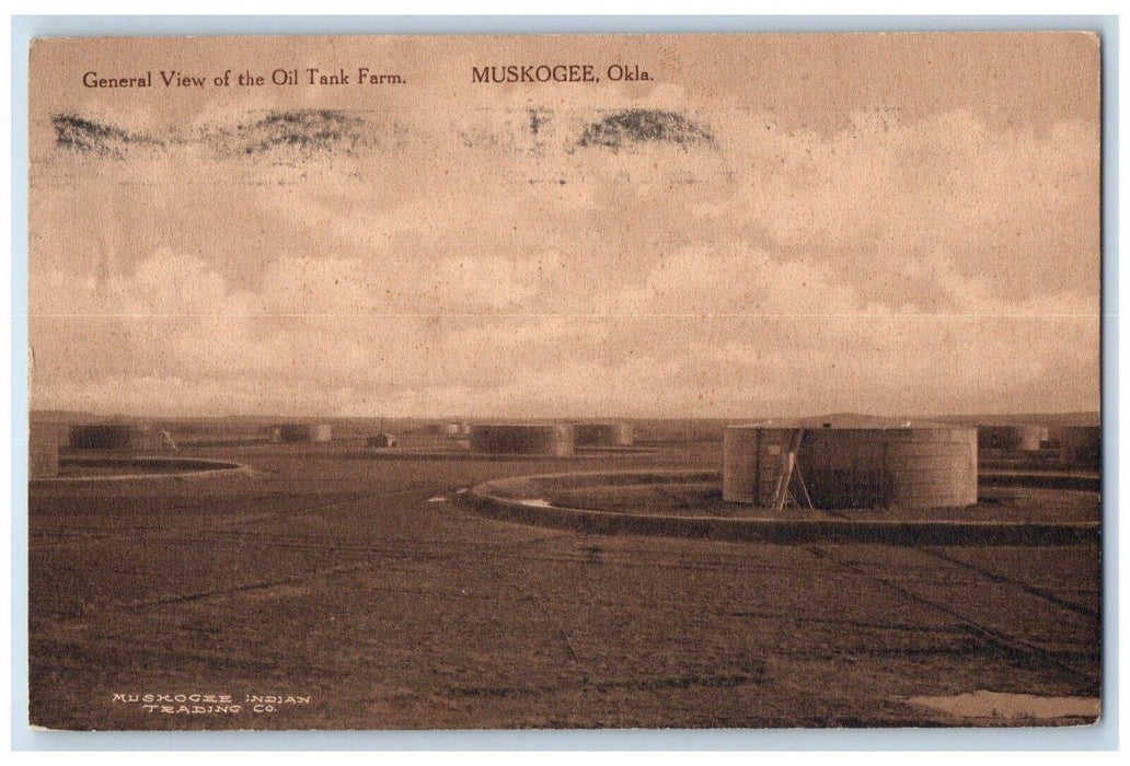 1910 General View Of Oil Tank Farm Muskogee Oklahoma OK Antique Postcard
