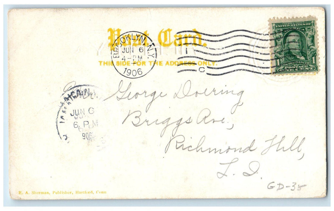 1906 Logo of Heffley School Brooklyn New York NY Antique Posted Postcard