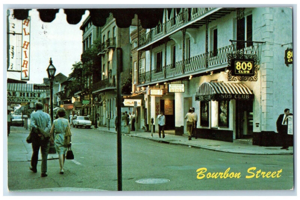 c1950's Bourbon Street 809 Club Cars Stores New Orleans Louisiana LA Postcard