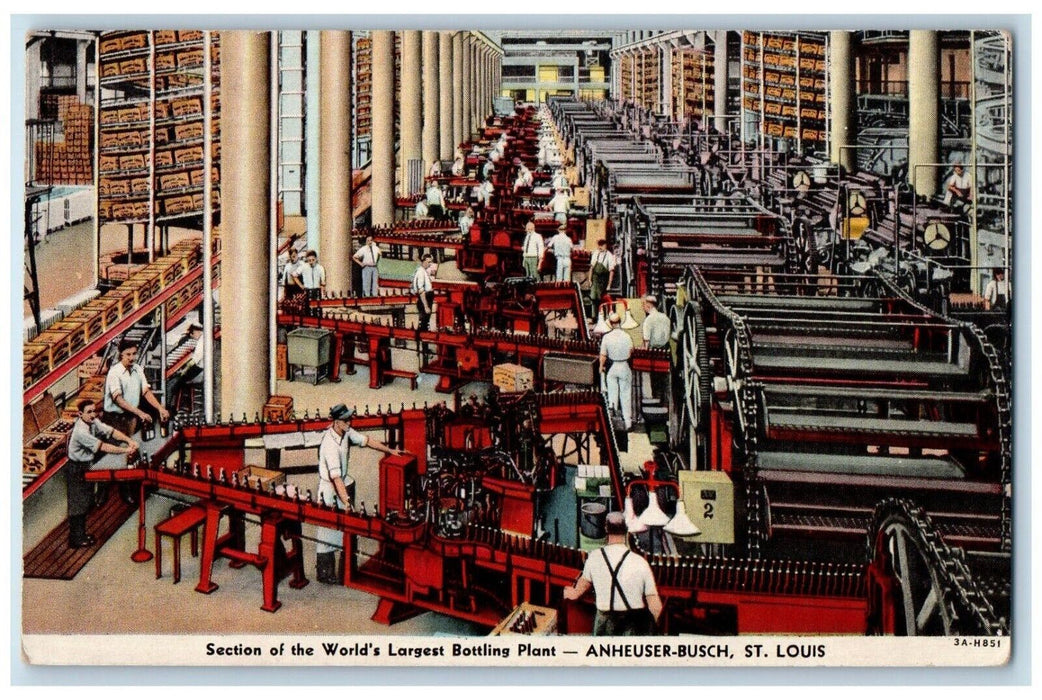 Section Of World's Bottling Plant Anheuser Busch St. Louis Missouri MO Postcard