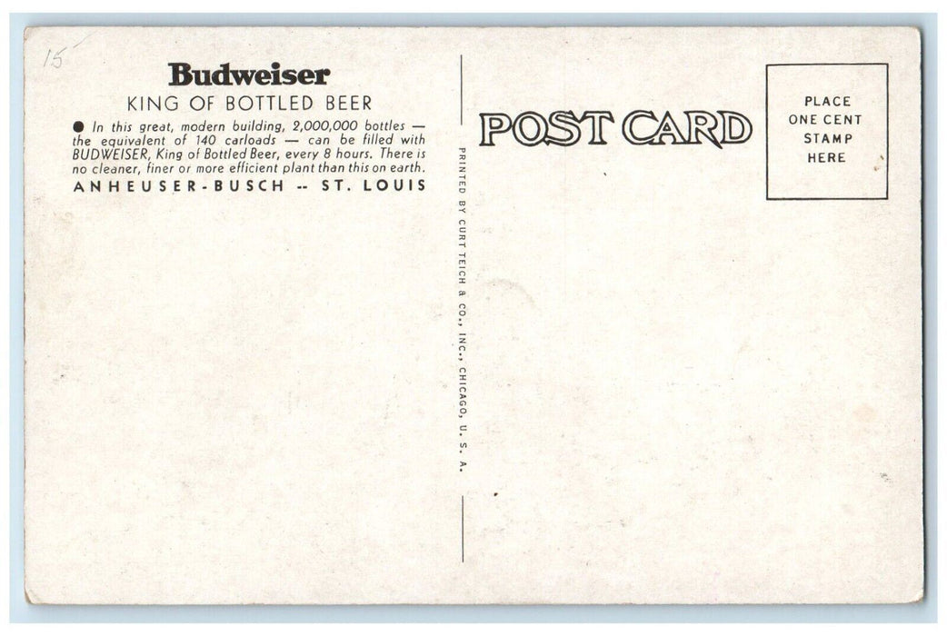 Section Of World's Bottling Plant Anheuser Busch St. Louis Missouri MO Postcard