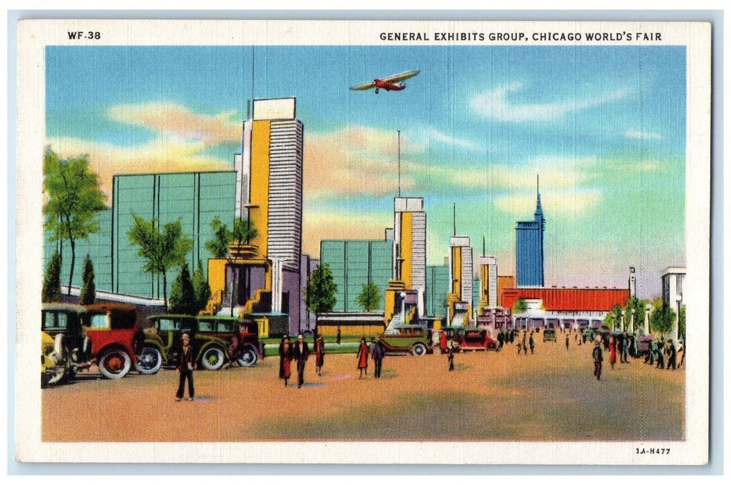 1933 Airplane General Exhibits Group Chicago World's Fair Illinois IL Postcard