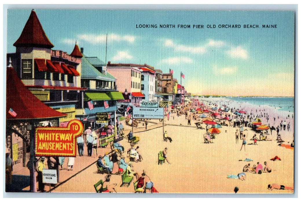 c1950's Whiteway Amusements Pickwick Diner Old Orchard Beach ME Postcard