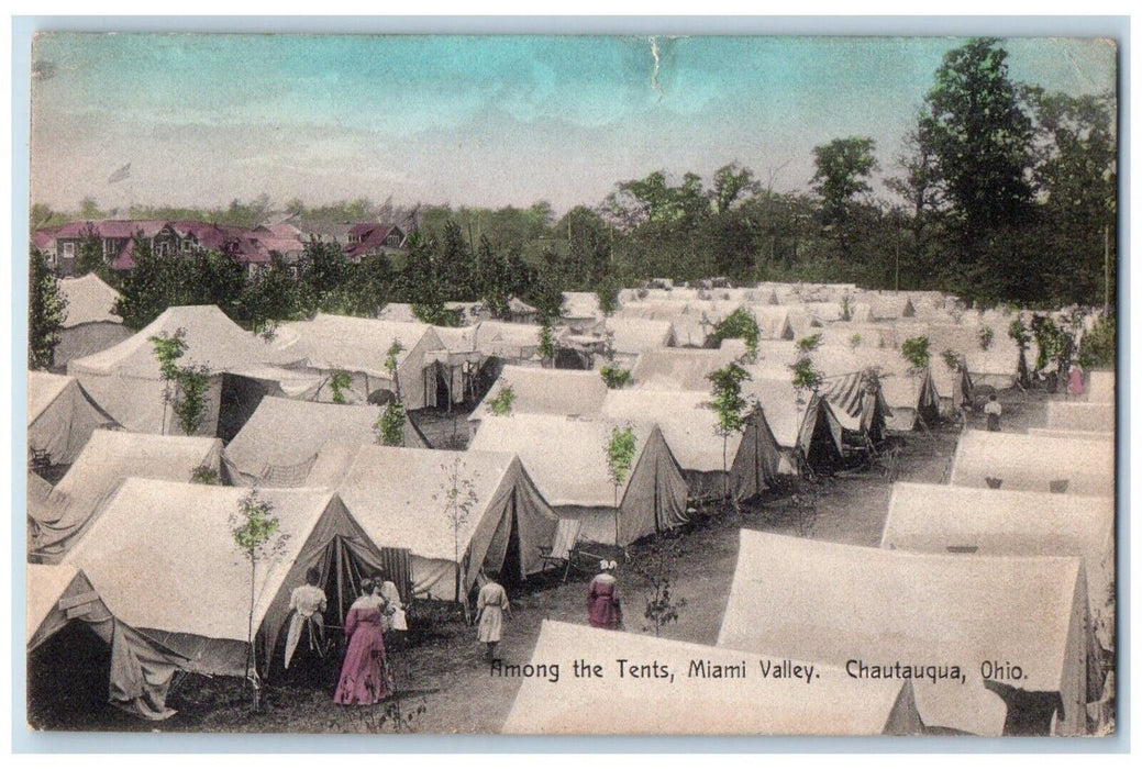 c1910's Among The Tents Miami Valley Chautauqua Ohio OH Posted Antique Postcard