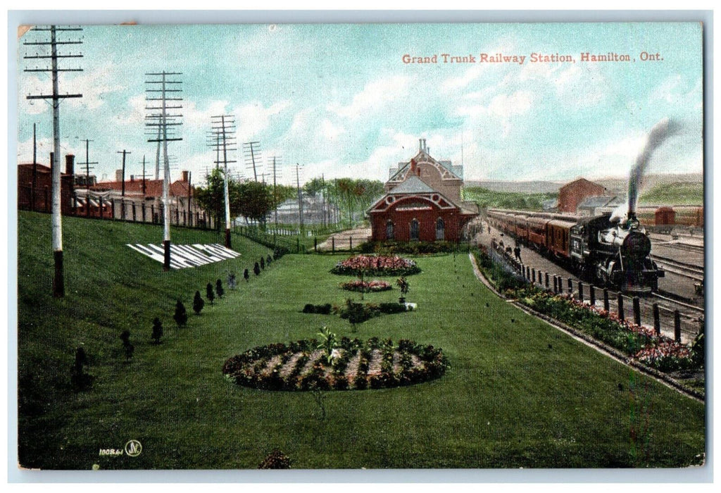 1906 Grand Trunk Railway Station Hamilton Ontario Canada Antique Postcard