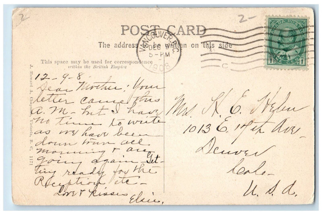 1908 Heavy Railroad Grade Round Mt. Stephen British Columbia Canada Postcard