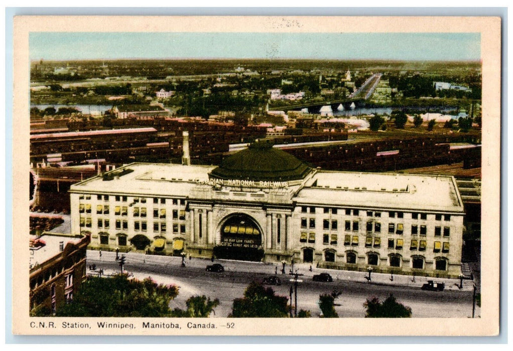 c1950's Aerial View Canadian North Railways Winnipeg Manitoba Canada Postcard