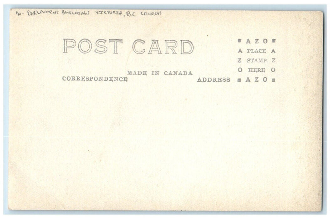 c1930's View Of Parlament Buildings Boat Victoria BC Canada RPPC Photo Postcard