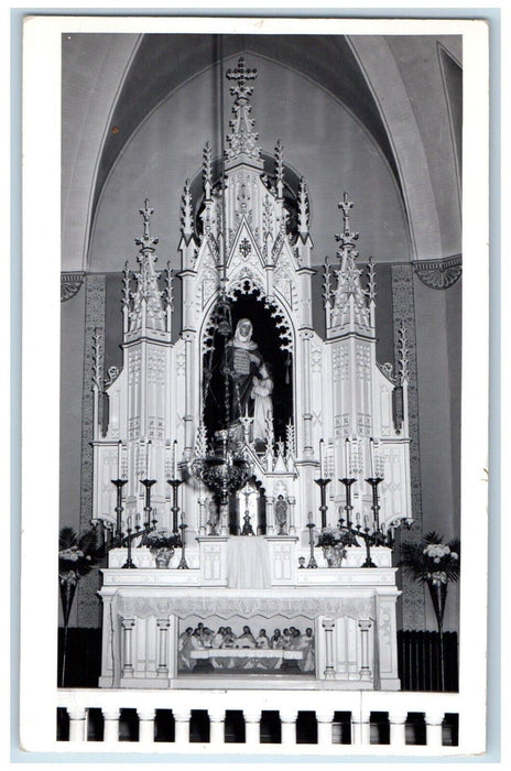 c1940's Catholic Church Interior Altar St. Anne Illinois IL RPPC Photo Postcard