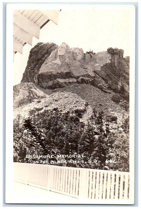 c1940's Rushmore Memorial In The Black Hills South Dakota SD RPPC Photo Postcard