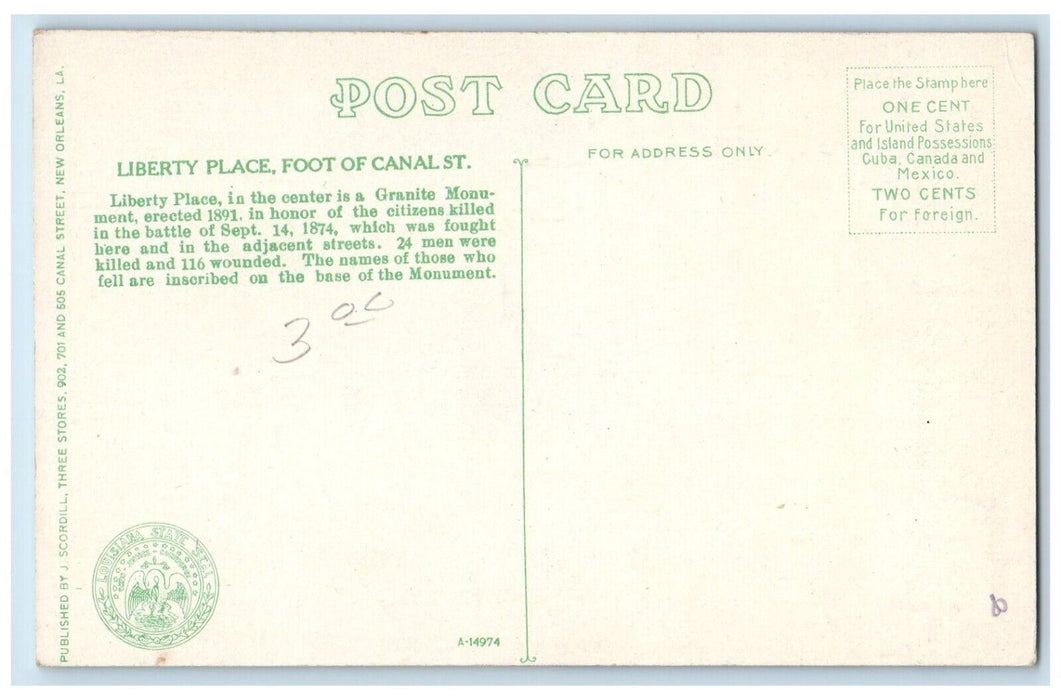 Liberty Place Foot Of Canal Street Trolley New Orleans Louisiana LA Postcard