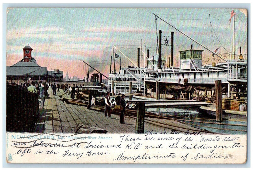 1905 Mississippi River Steamer New Orleans Louisiana LA Tuck's Antique Postcard