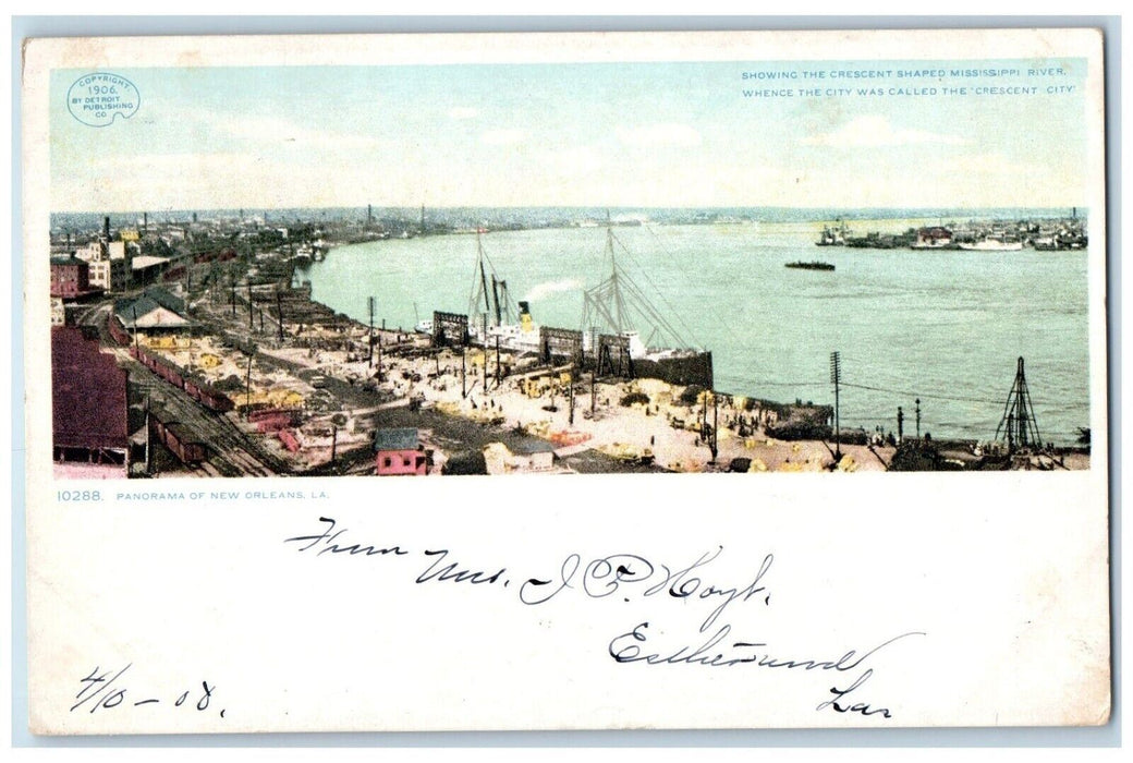 c1910's Panaroma Of New Orleans Louisiana LA, Steamer Ship Phostint Postcard