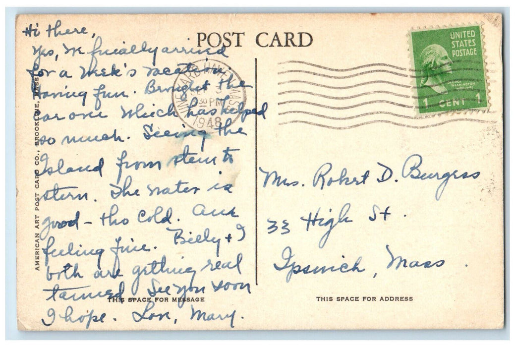 1948 Bathing Scene And Pier Vineyard Have Massachusetts MA Vintage Postcard