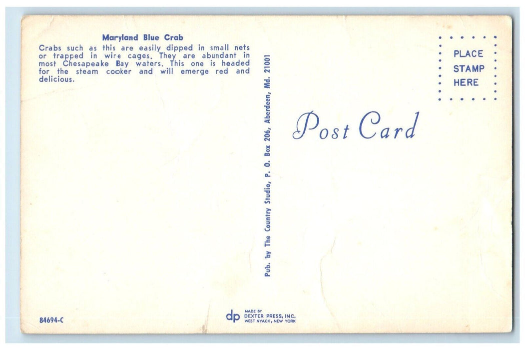 Maryland Blue Crab In Small Nets Wire Cages Chesapeake Bay Water Postcard