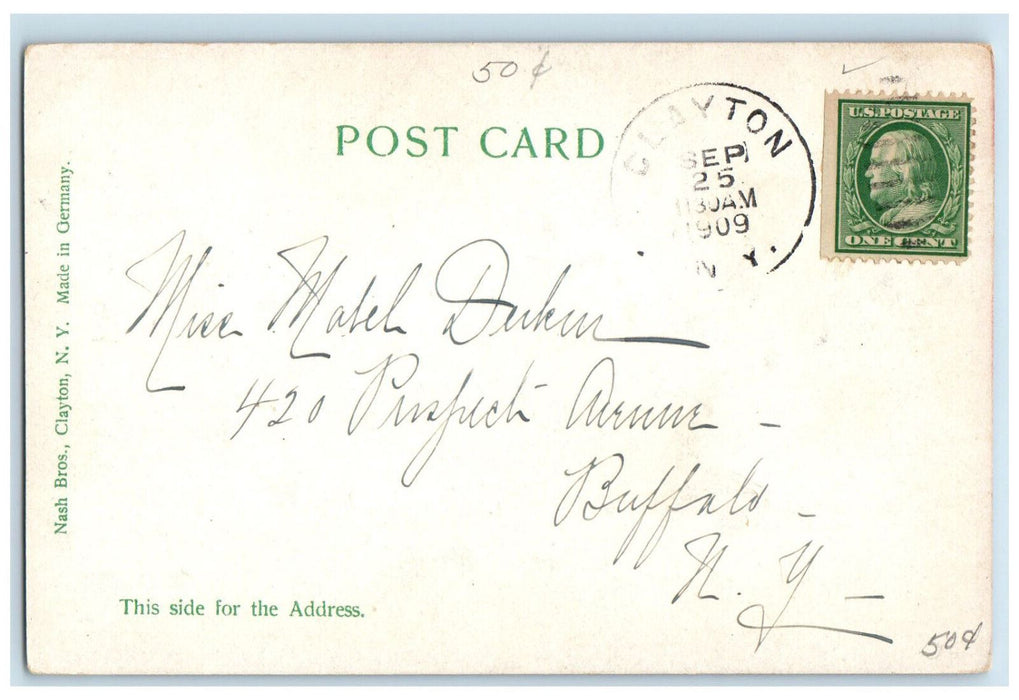 1909 Moonlight on the St. Lawrence Thousand Islands NY Clayton NY Postcard