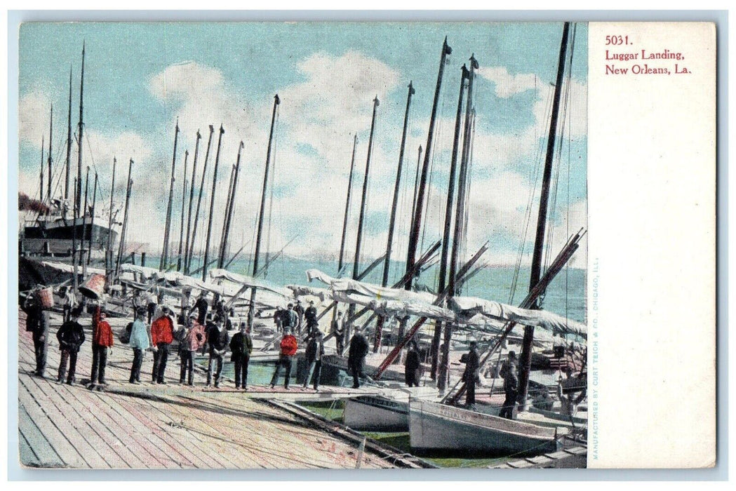 c1905 Luggar Landing Boats Dock New Orleans Louisiana LA Antique Postcard