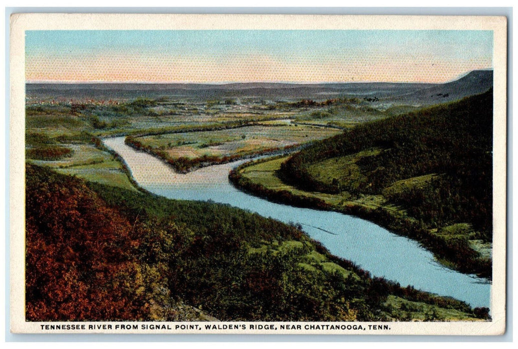 1922 Tennessee River From Signal Point Walden's Ridge Chattanooga TN Postcard