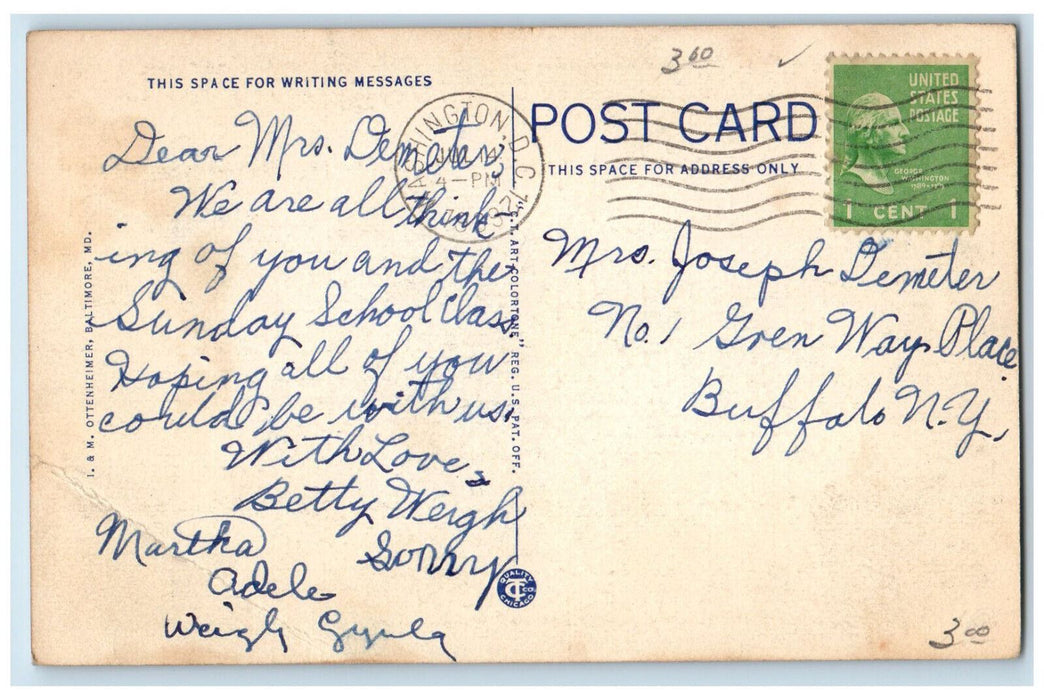 1939 Skyline from Washington Monument Baltimore Maryland MD Postcard