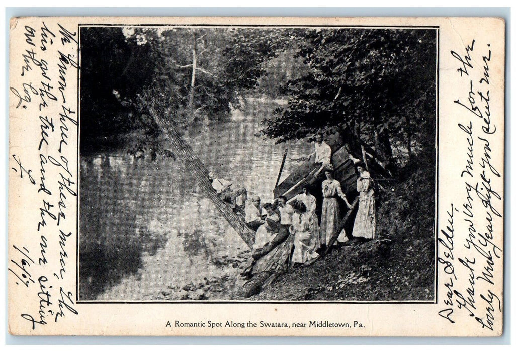 1907 A Romantic Spot Along The Swatara Near Middletown PA Posted People Postcard