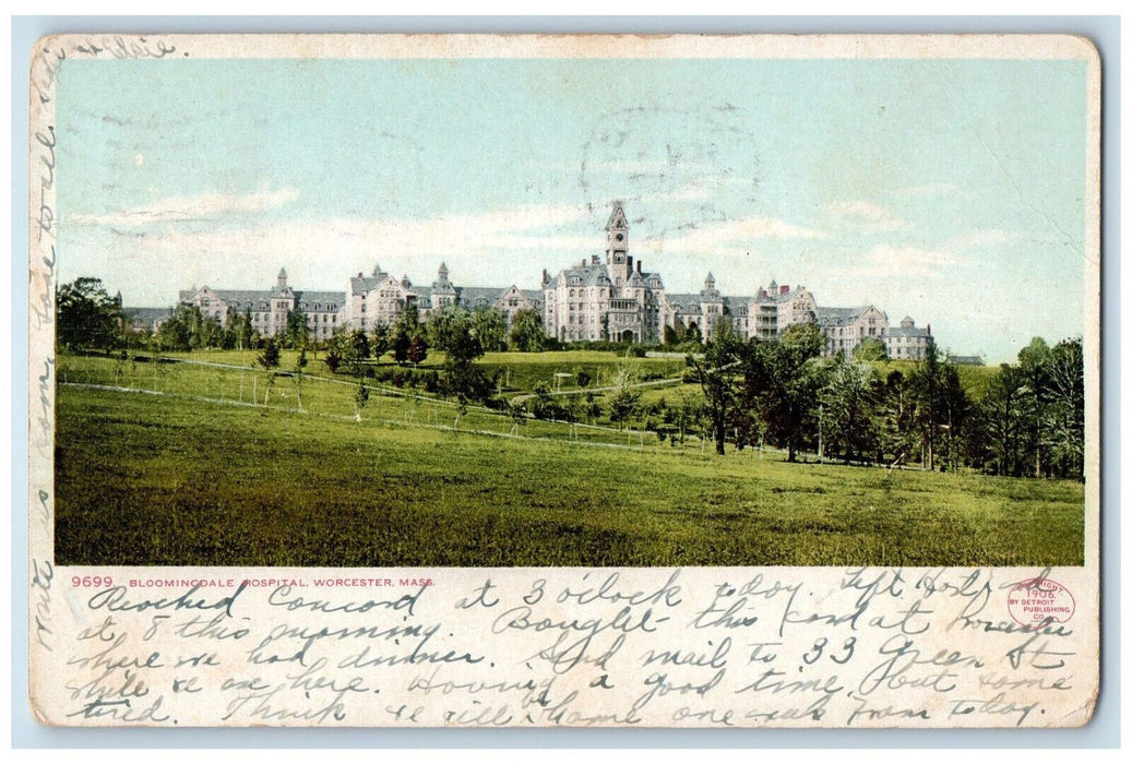 1906 Bloomingdale Hospital, Panoramic View Worcester Massachusetts MA Postcard