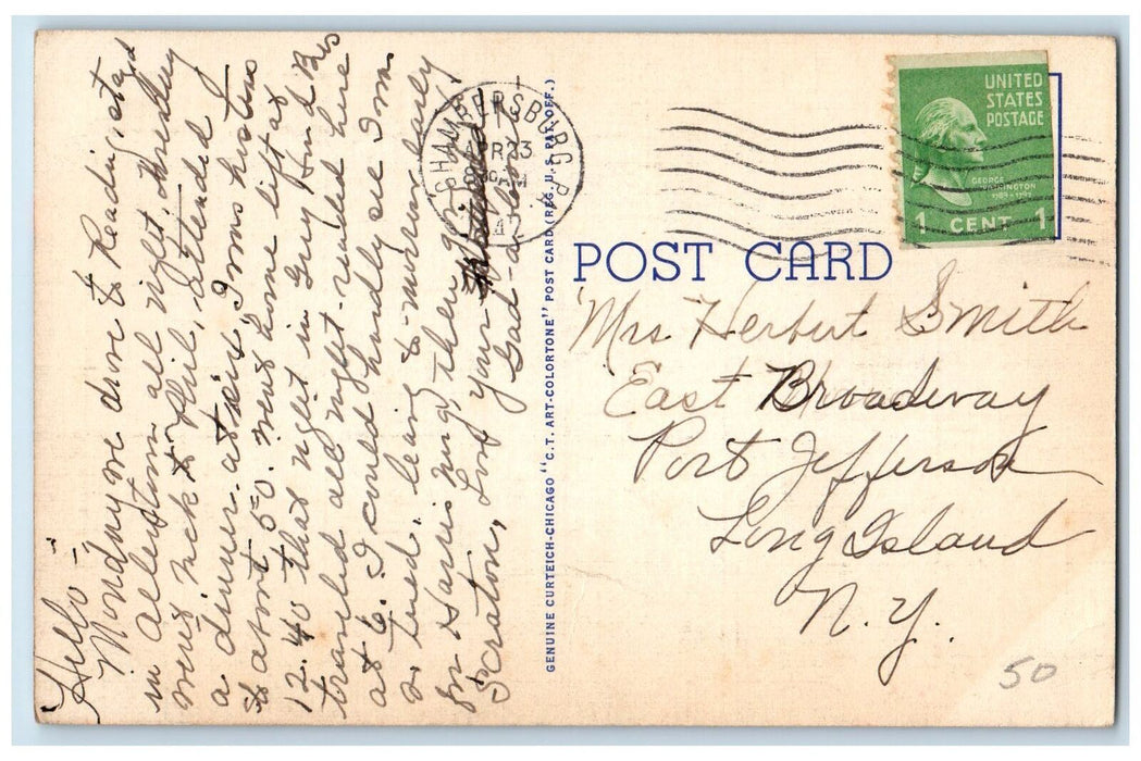 1942 Large Letter Greetings From Chambersburg Pennsylvania PA Posted Postcard