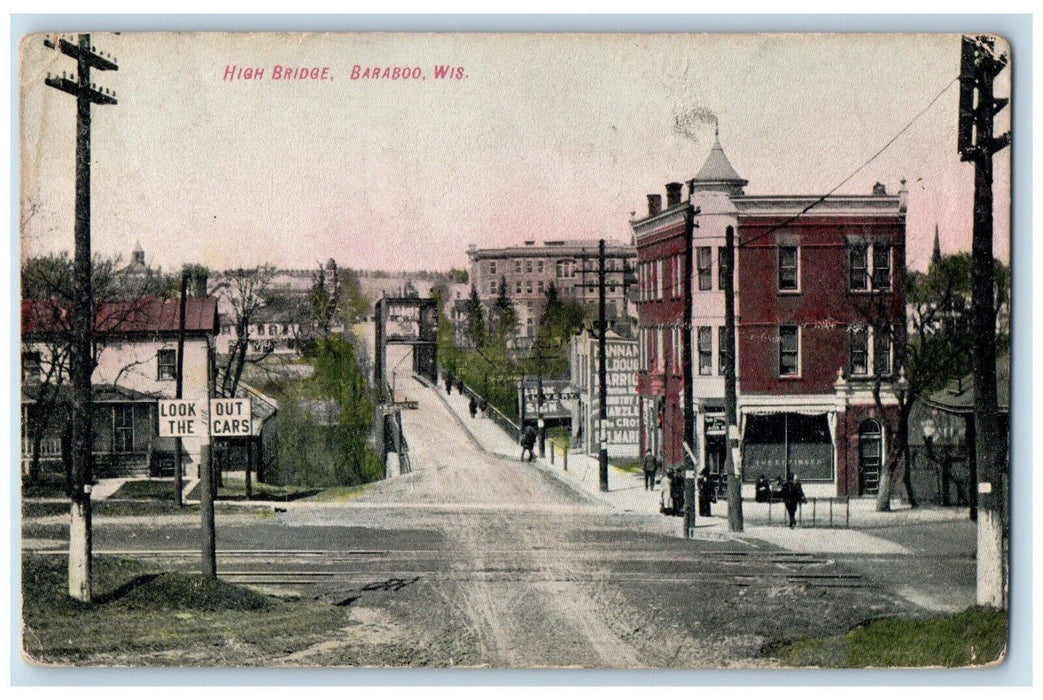 1908 Train Railway High Bridge Baraboo Wisconsin WI Antique Posted Postcard