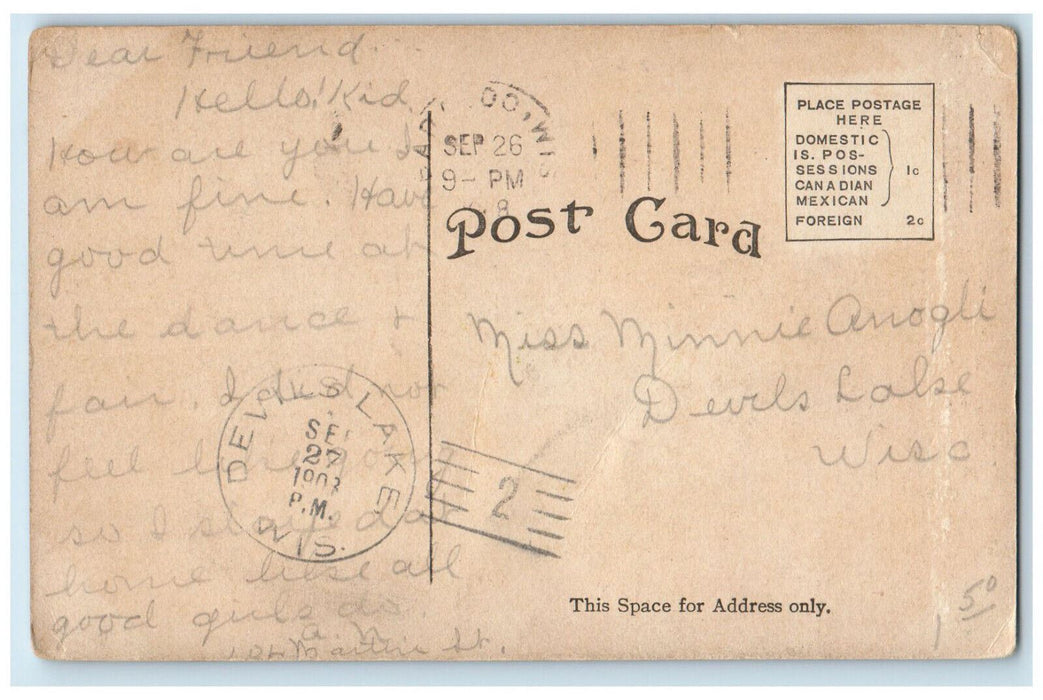 1908 Train Railway High Bridge Baraboo Wisconsin WI Antique Posted Postcard