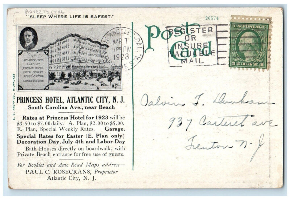 Rosecrans Pioneer Homestead Rosecrans Avenue Los Angeles CA Advertising Postcard